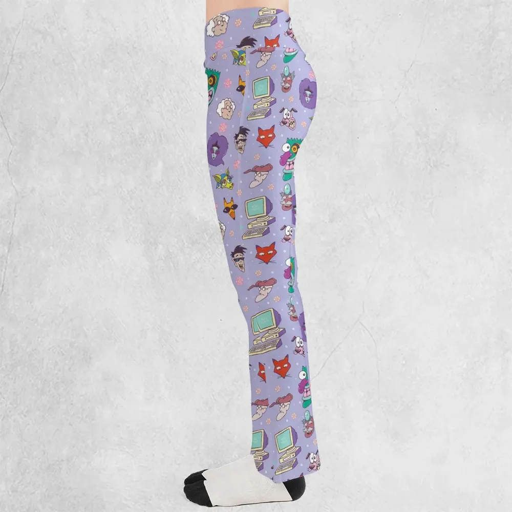 Courage the Cowardly Dog Characters Pattern Flare Leggings - 3
