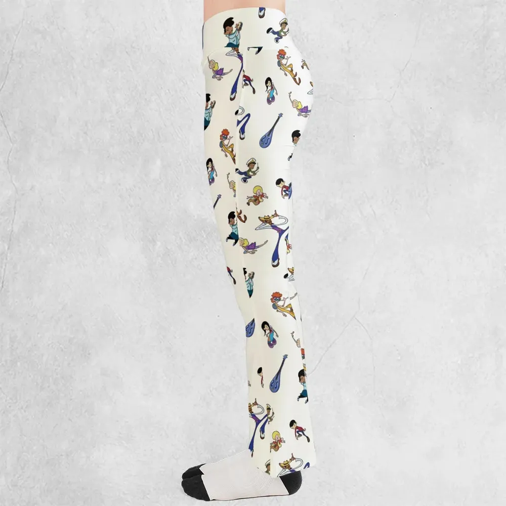 Class Of 3000 Characters Pattern Flare Leggings - 3