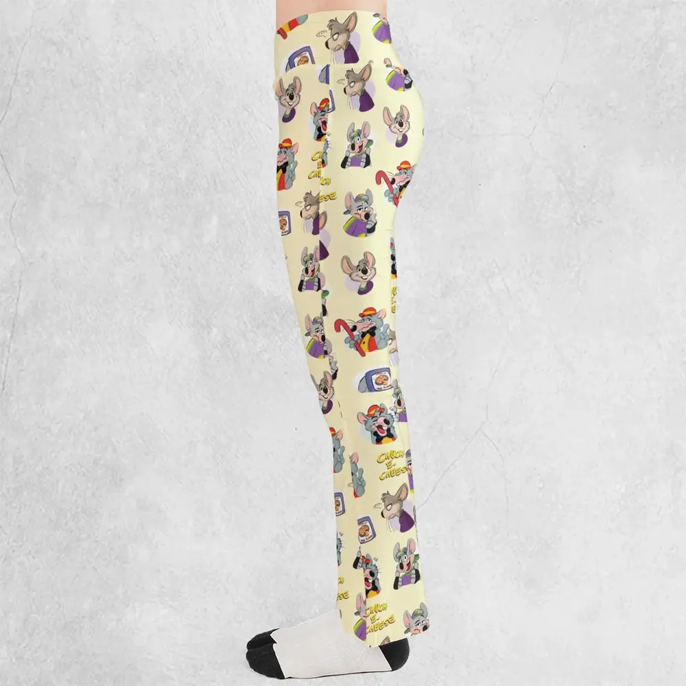 Chuck E. Cheese Pattern Flare Leggings - 3