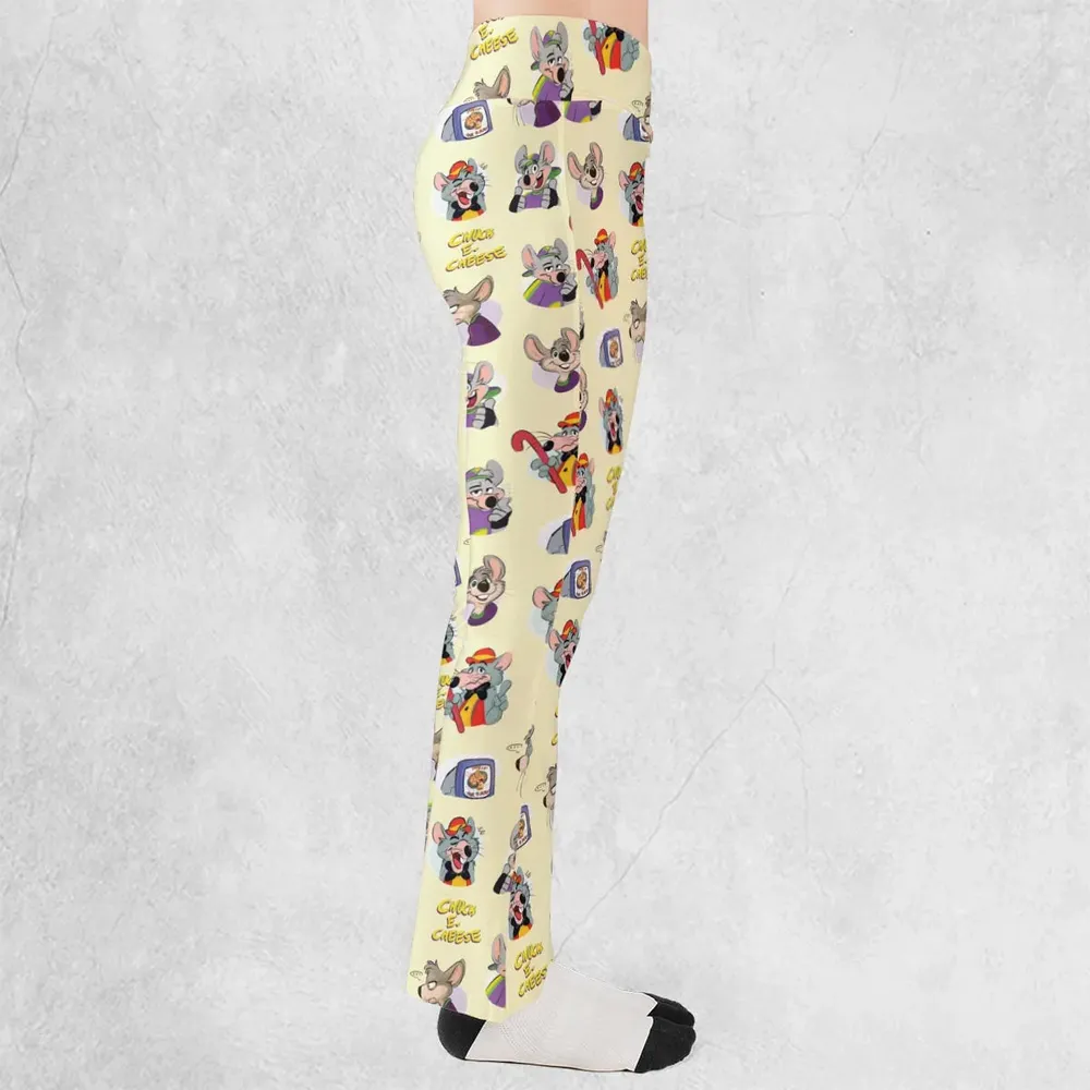 Chuck E. Cheese Pattern Flare Leggings - 2