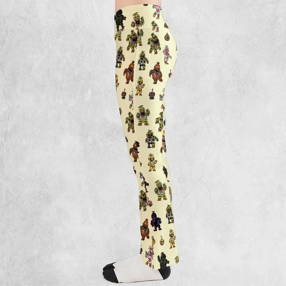 Chica Chicken Five Nights at Freddy's Pattern Flare Leggings - 3