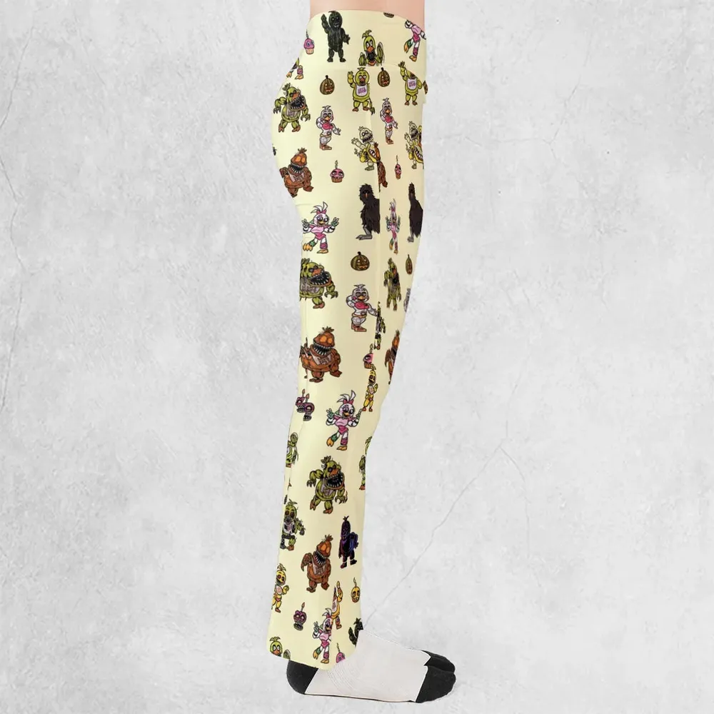 Chica Chicken Five Nights at Freddy's Pattern Flare Leggings - 2