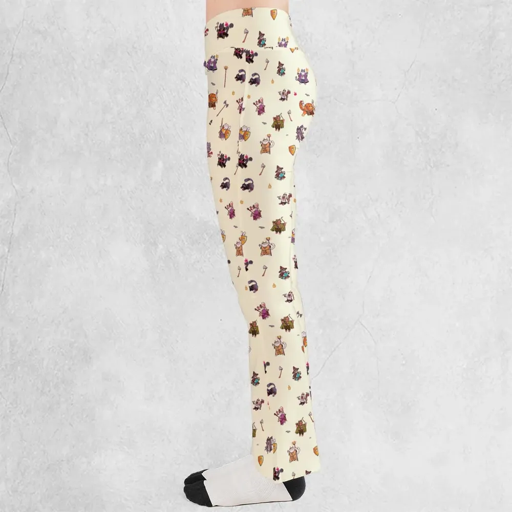Cats In DnD Pattern Flare Leggings - 3