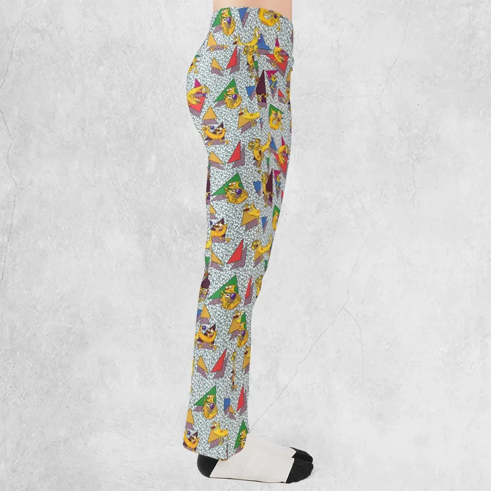 Catdog 90s Cartoon Pattern Flare Leggings - 2