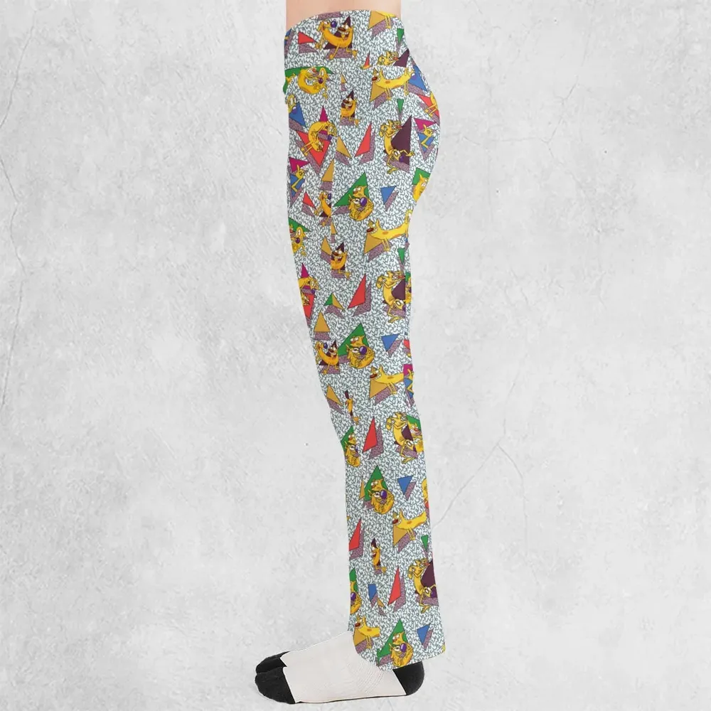 Catdog 90s Cartoon Pattern Flare Leggings - 3