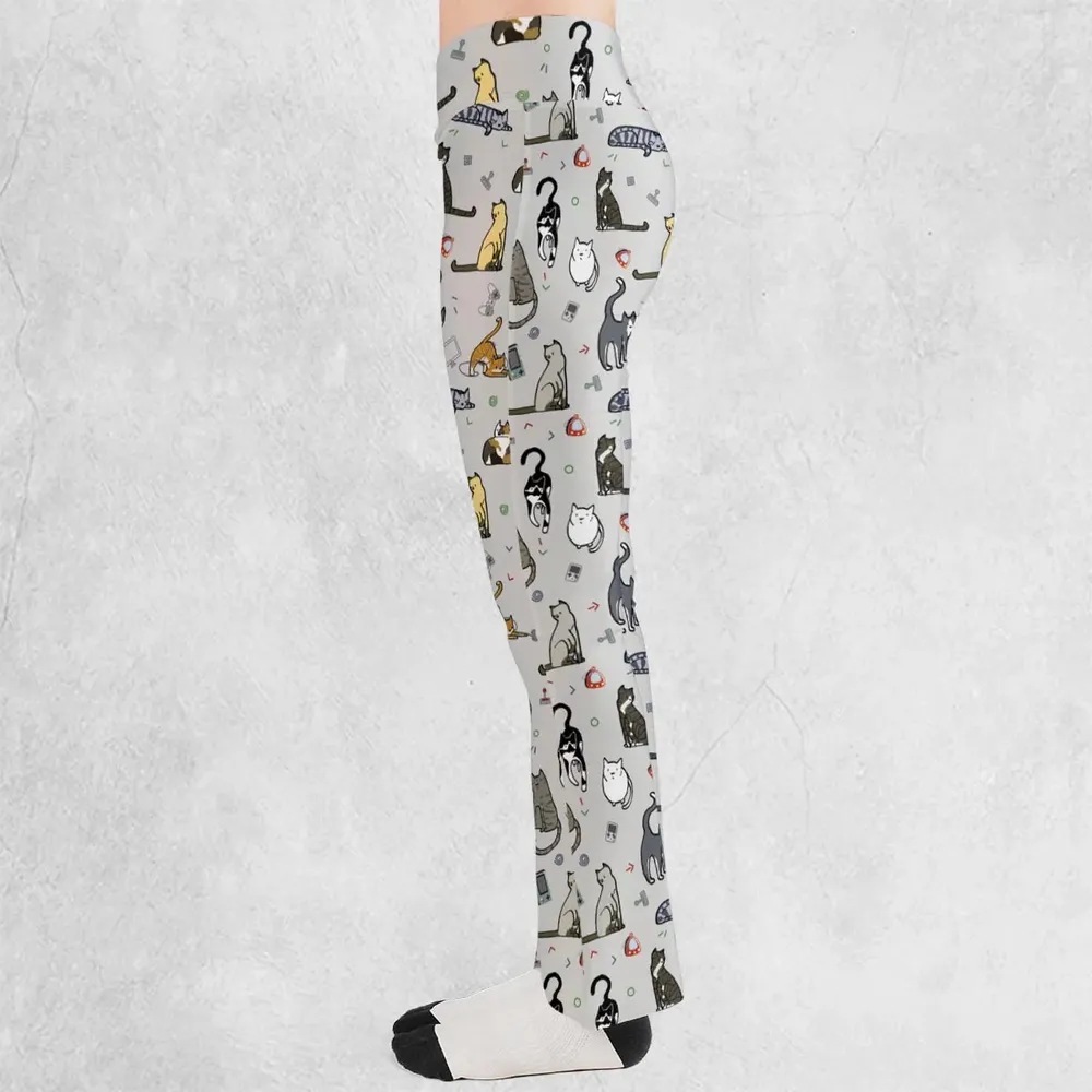Cat the Gamer Pattern Flare Leggings - 3
