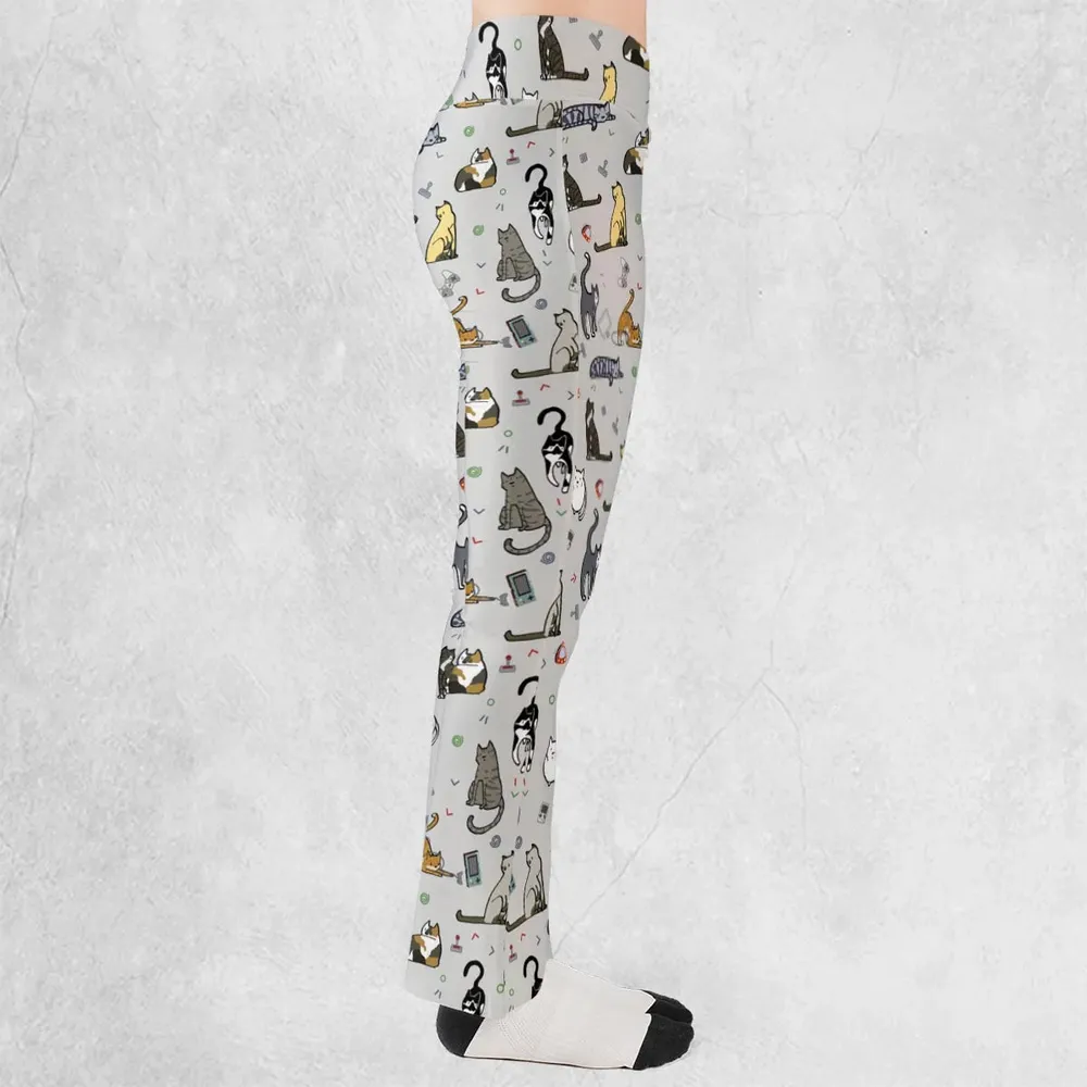 Cat the Gamer Pattern Flare Leggings - 2