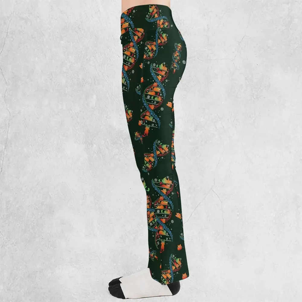 Cat Kitten DNA Pattern Flare Leggings - 3