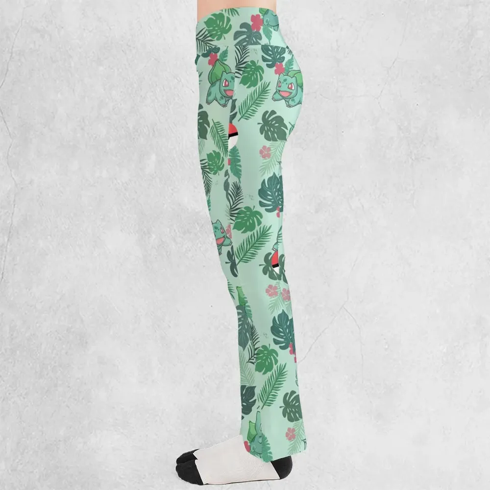 Bulbasaur Pokemon Pattern Flare Leggings - 3