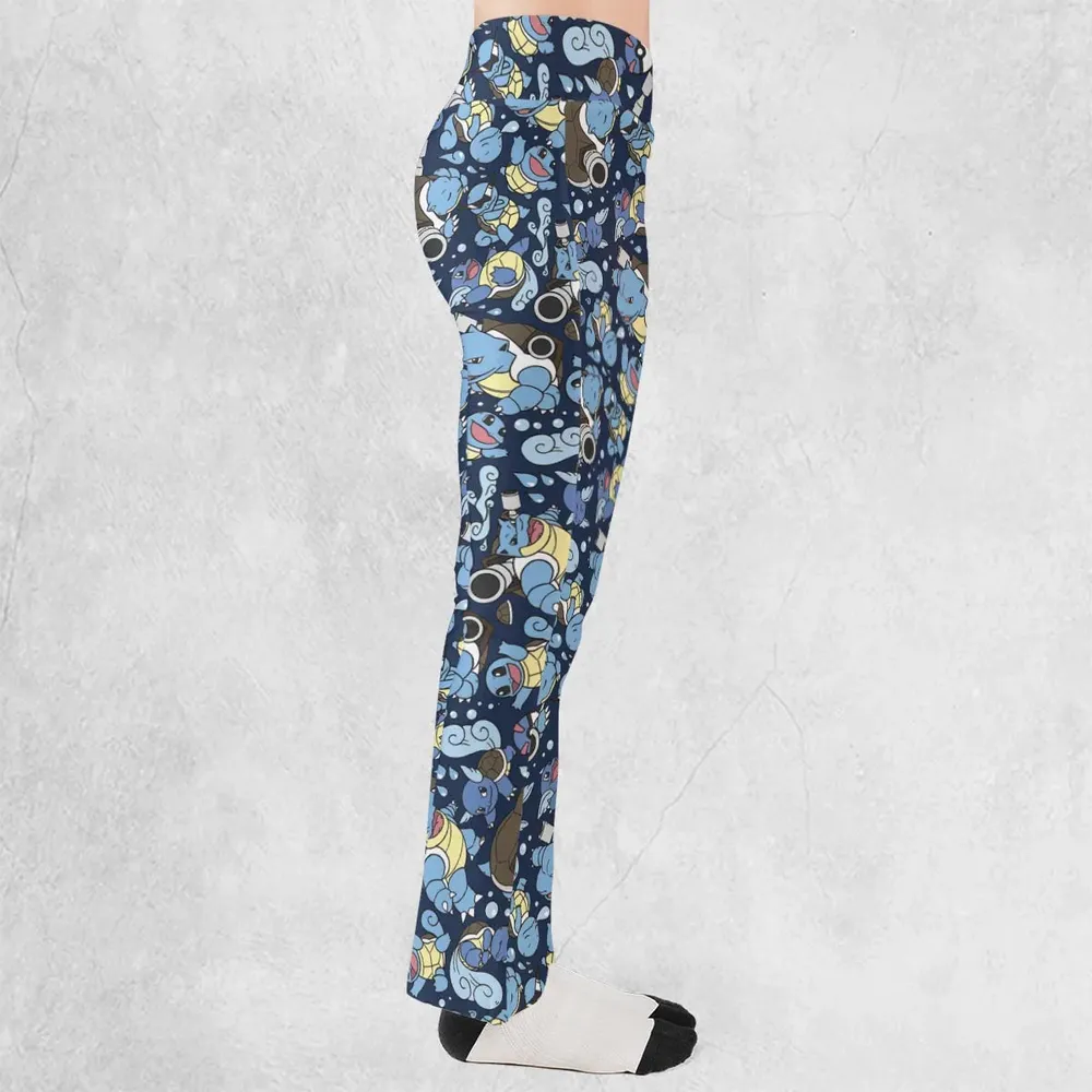 Blastoise Wartortle Squirtle Pokemon Pattern Flare Leggings - 2