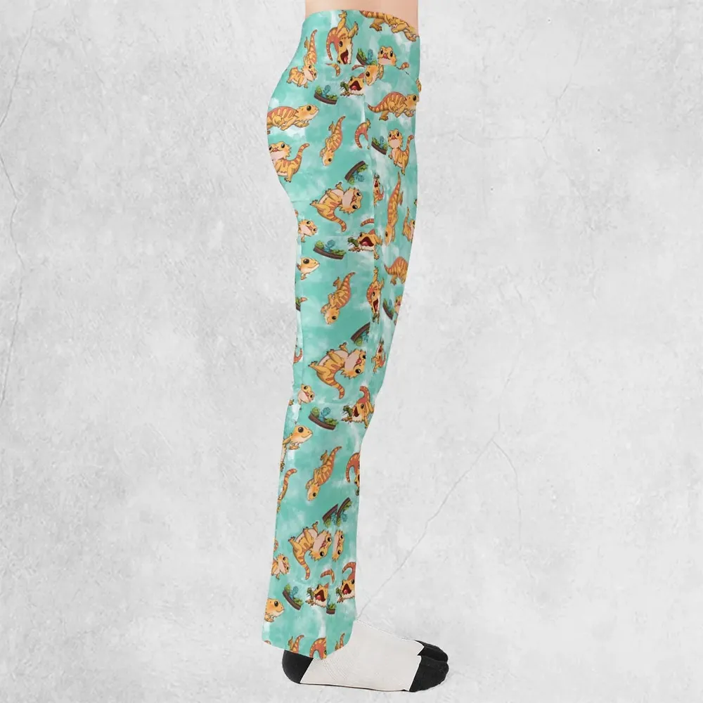 Bearded Dragon Pattern Flare Leggings - 2