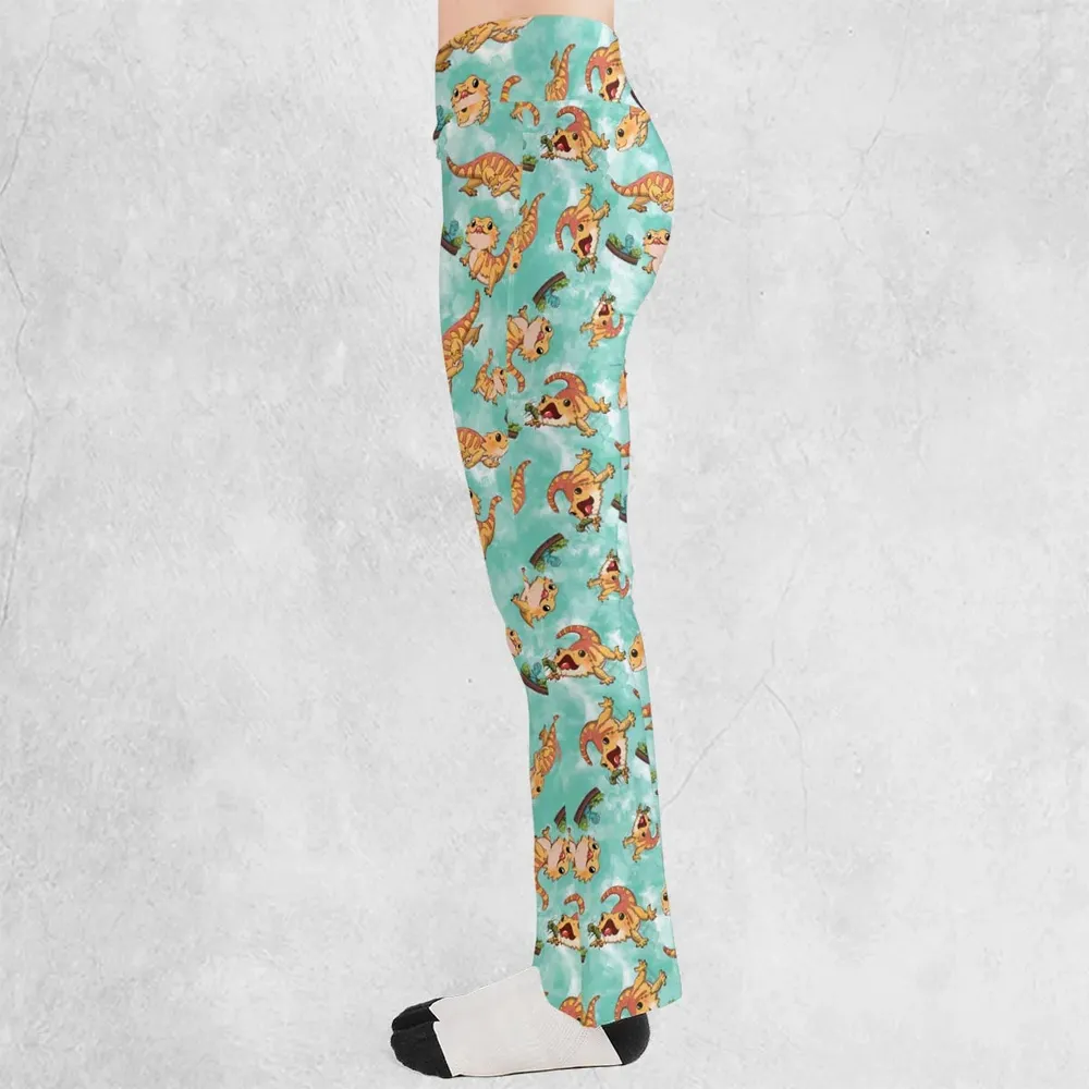 Bearded Dragon Pattern Flare Leggings - 3