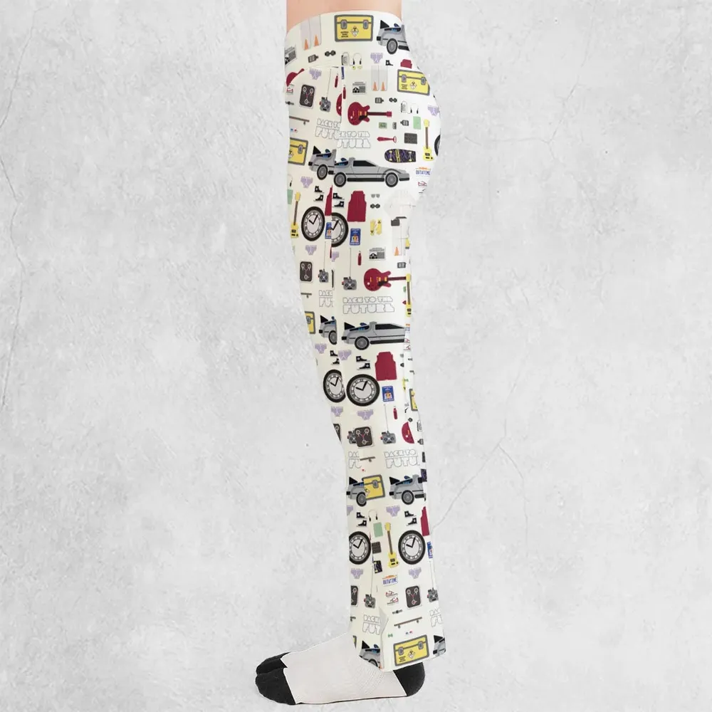 Back to the Future Pattern Flare Leggings - 3