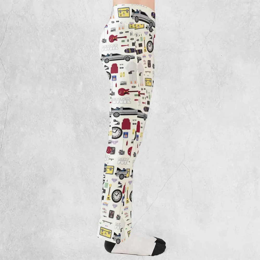 Back to the Future Pattern Flare Leggings - 2