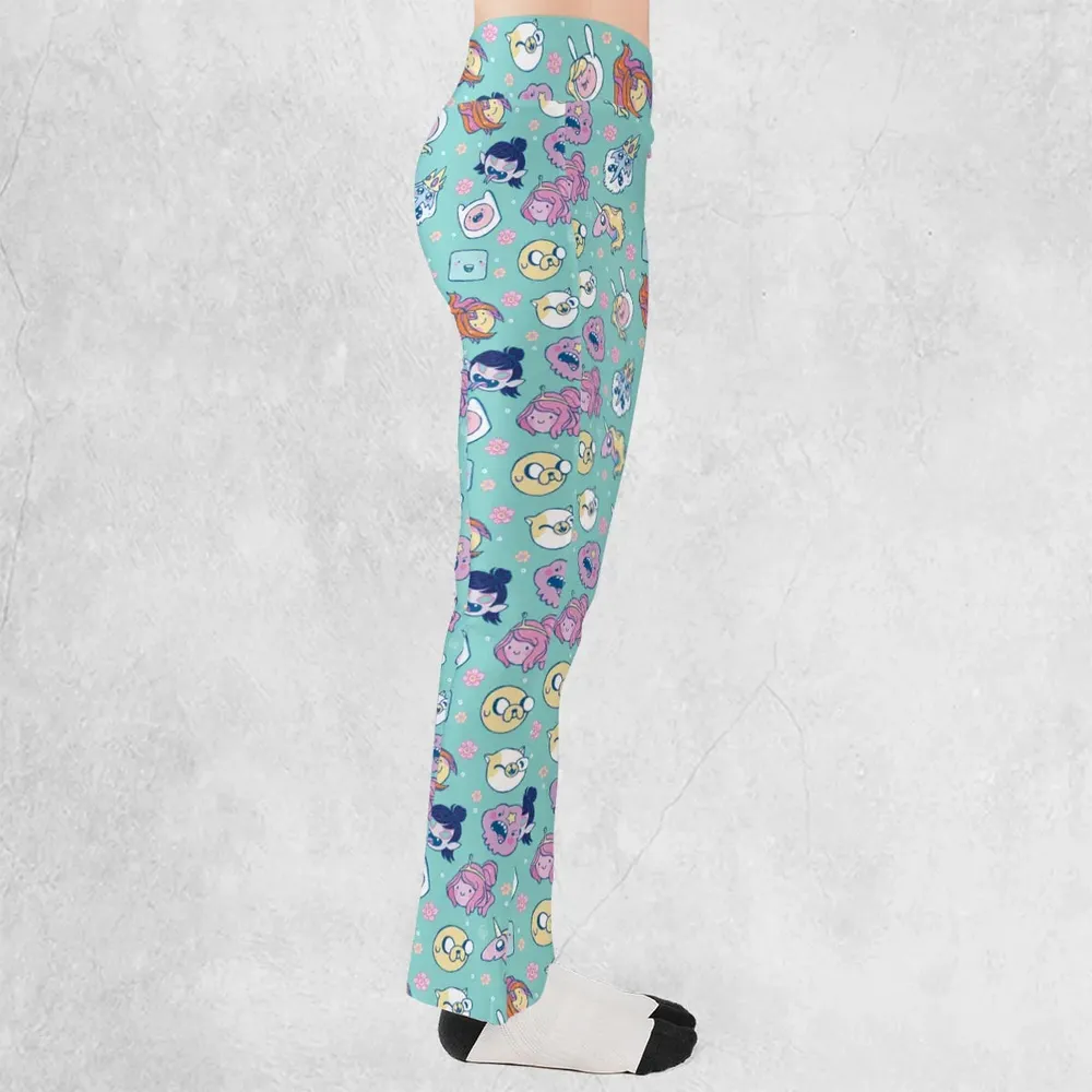 Adventure Time Floral Pattern Flare Leggings - 2