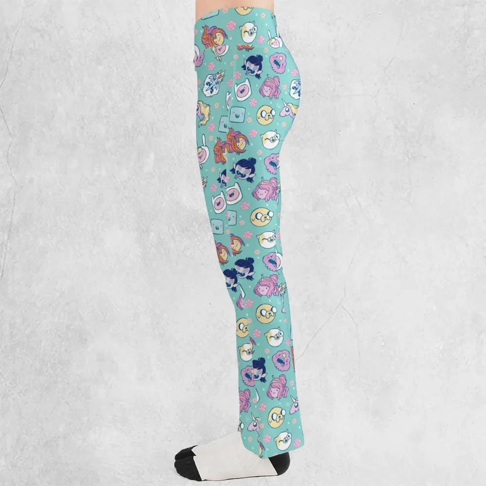Adventure Time Floral Pattern Flare Leggings - 3