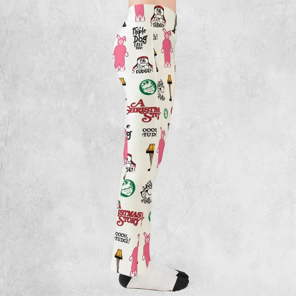 A Christmas Story Pattern Flare Leggings - 2