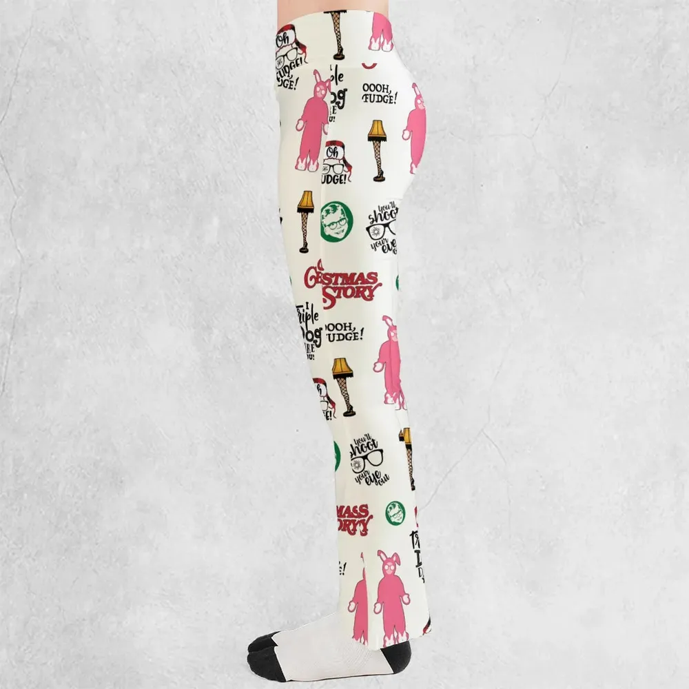A Christmas Story Pattern Flare Leggings - 3
