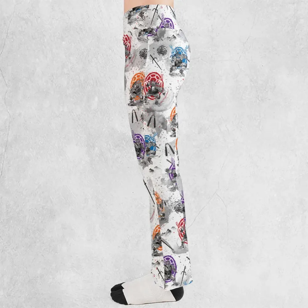 TMNT Characters Sumi-E Pattern Flare Leggings - 3