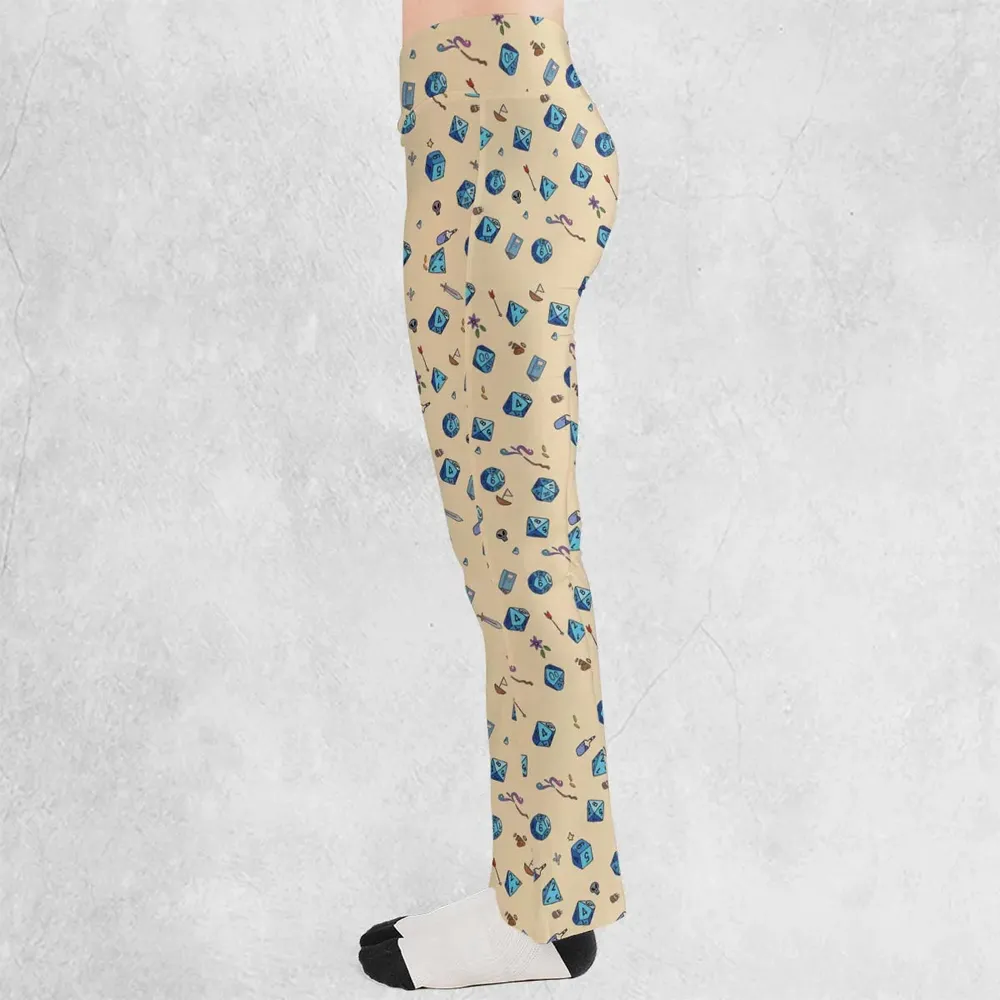 RPG DND Dices Pattern Flare Leggings - 3