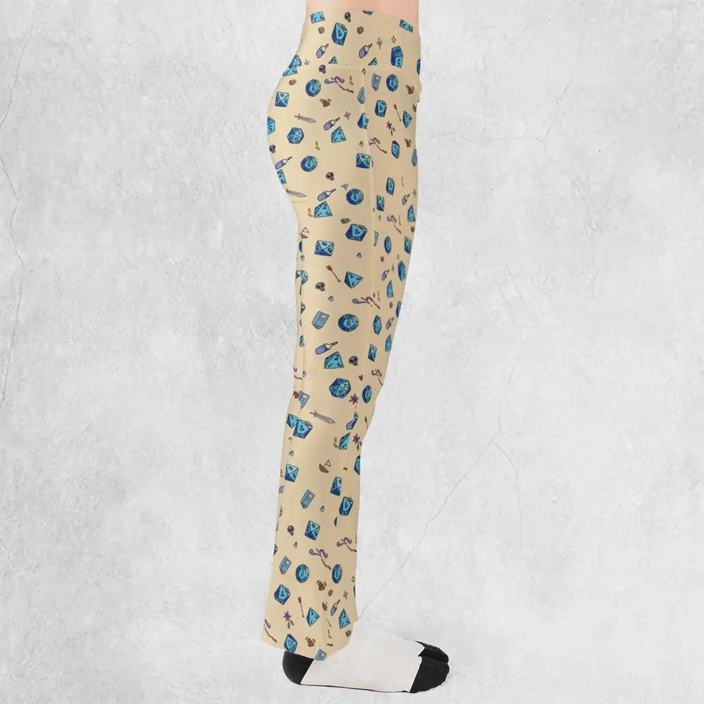 RPG DND Dices Pattern Flare Leggings - 2