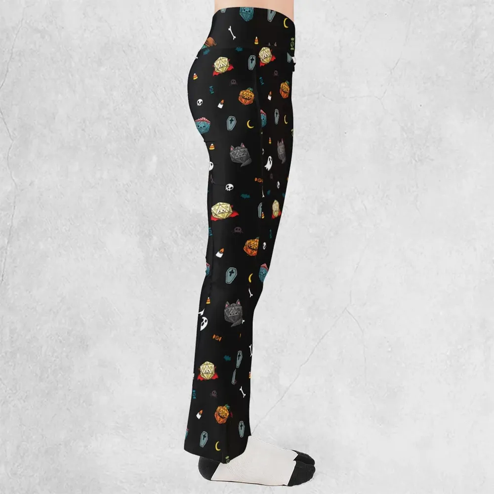 Halloween DND Dices Pattern Flare Leggings - 2