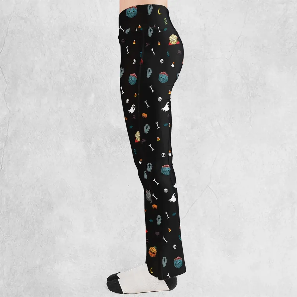 Halloween DND Dices Pattern Flare Leggings - 3