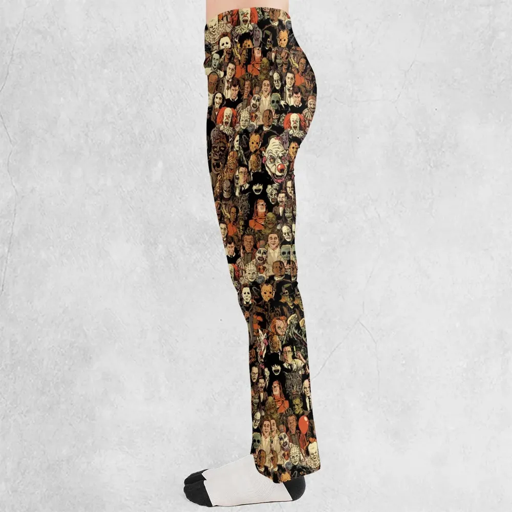 Horror Movie Characters Halloween Pattern Flare Leggings - 3