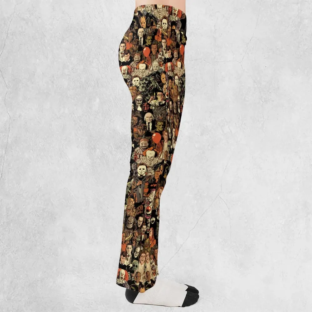 Horror Movie Characters Halloween Pattern Flare Leggings - 2