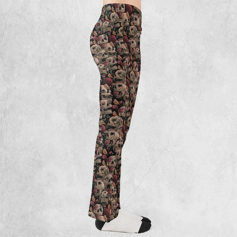 Life Grows Through Death Skull Flare Leggings - 2