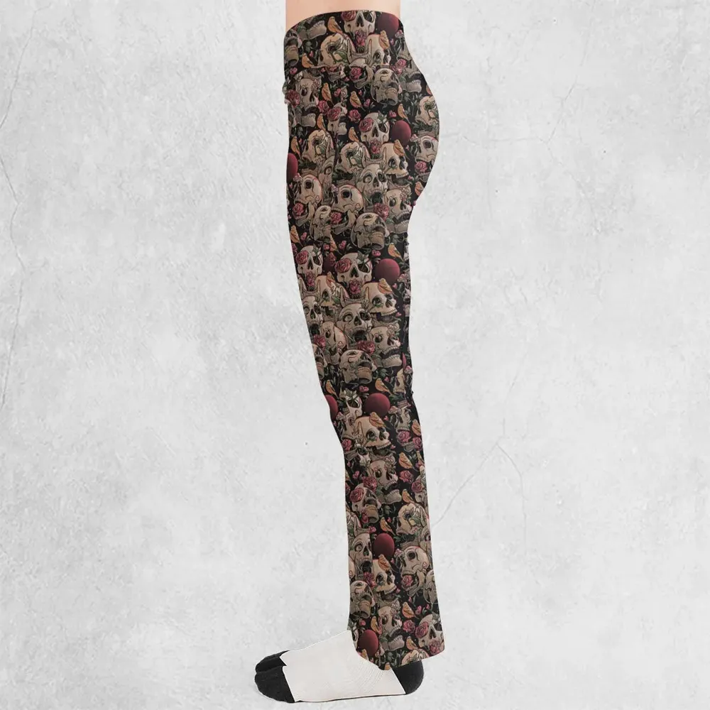 Life Grows Through Death Skull Flare Leggings - 3