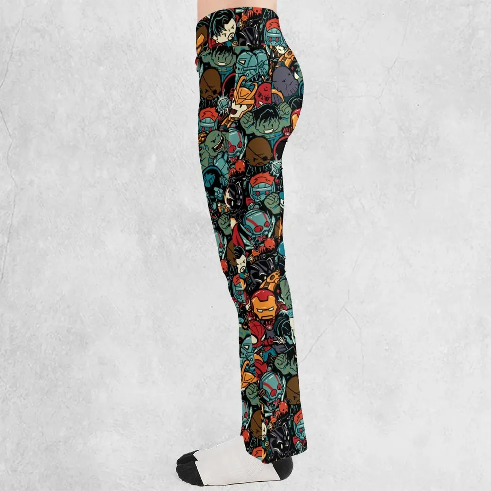 Marvelous Chibi Characters Pattern Flare Leggings - 3