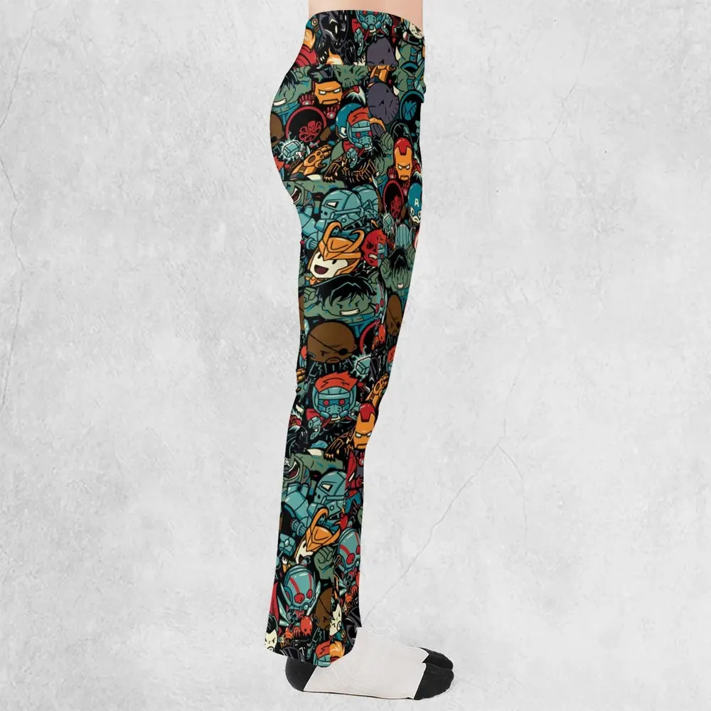Marvelous Chibi Characters Pattern Flare Leggings - 2