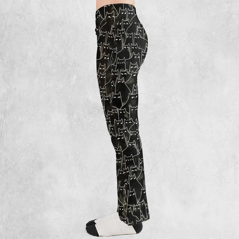 Suspicious Cats Funny Cat Flare Leggings - 3