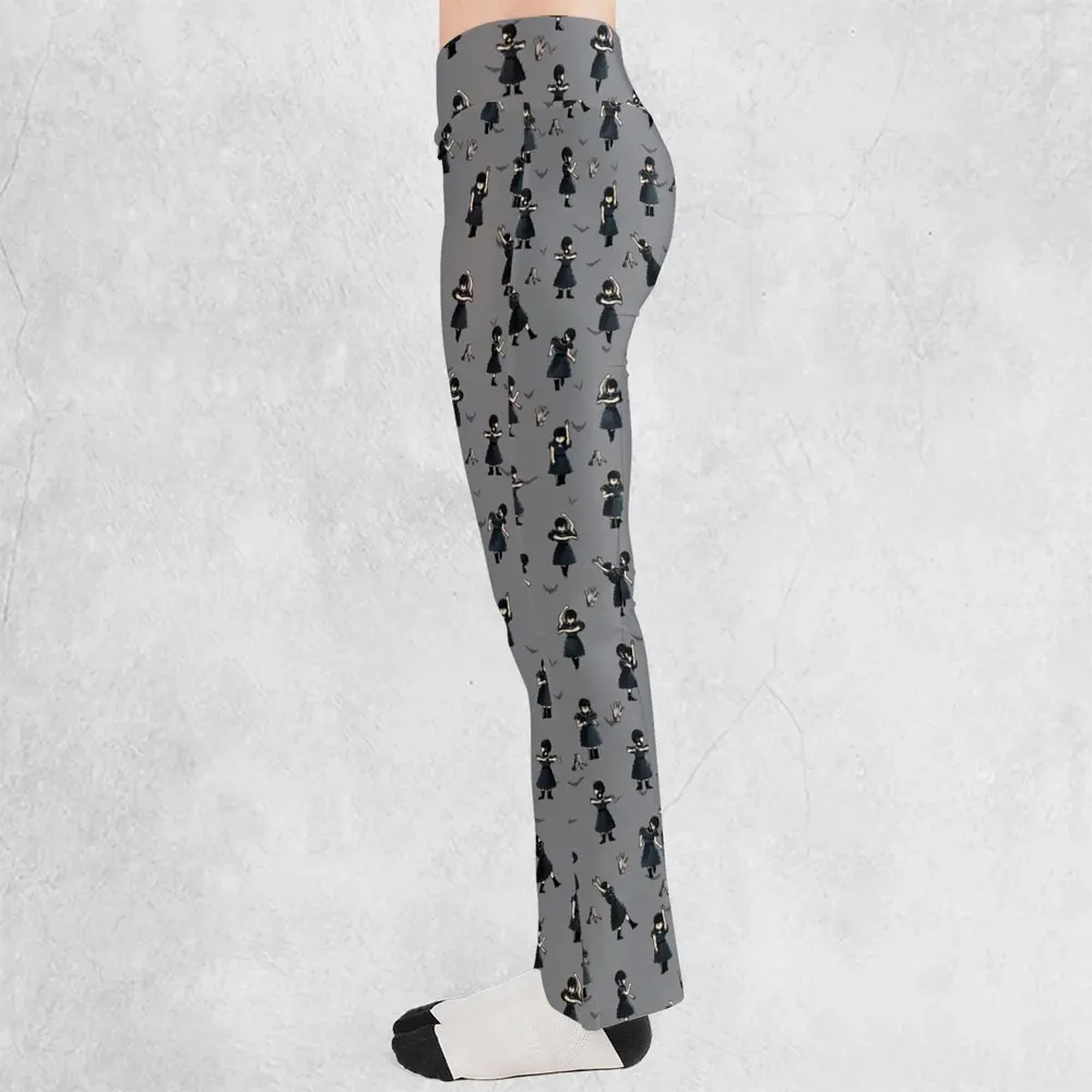 Wednesday Dance Pattern Flare Leggings - 3