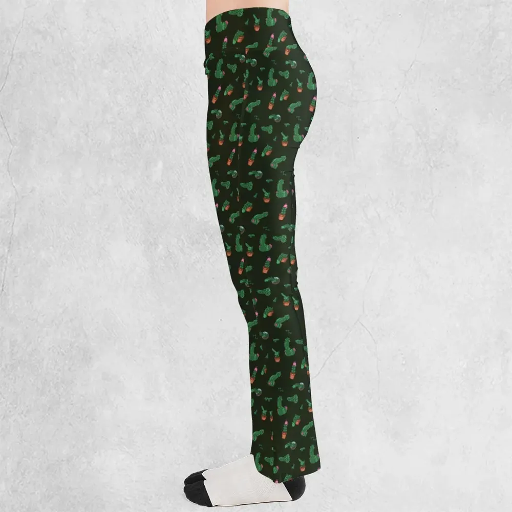 Funny Plants Pattern Flare Leggings - 3