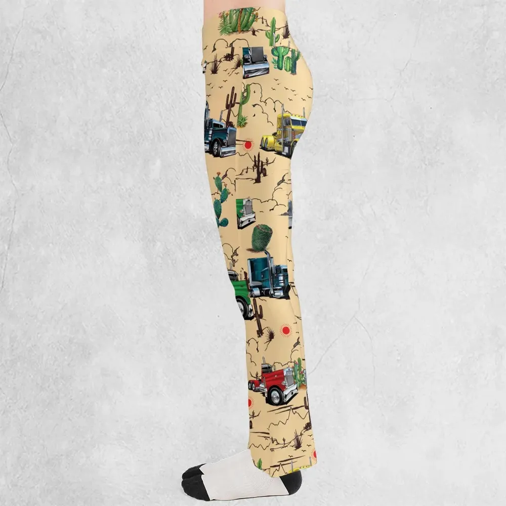 Peterbilt Semi Truck Pattern Flare Leggings - 3