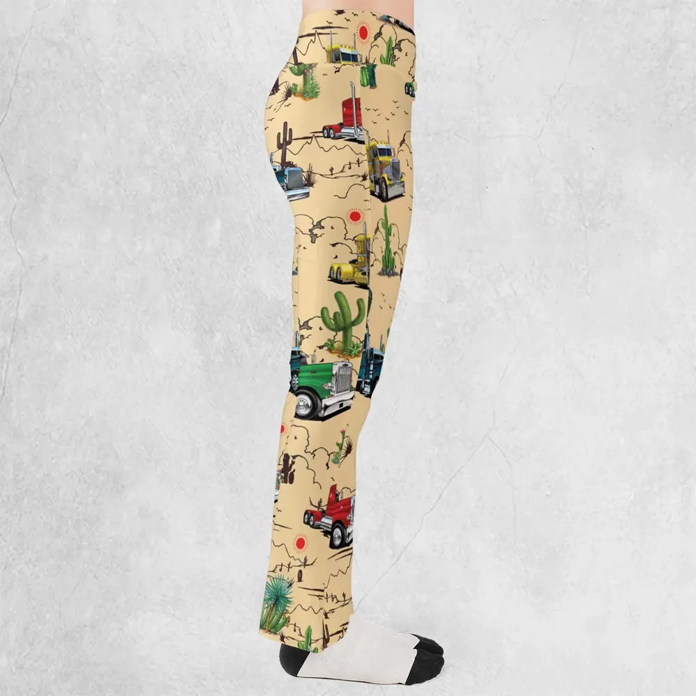 Peterbilt Semi Truck Pattern Flare Leggings - 2