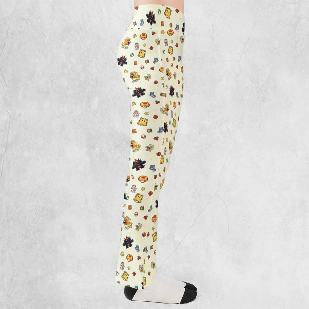Super Mario Characters Pattern Flare Leggings - 2