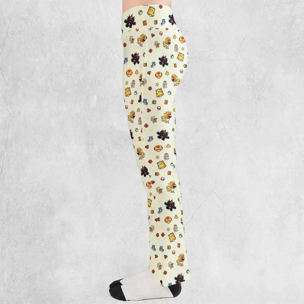 Super Mario Characters Pattern Flare Leggings - 3