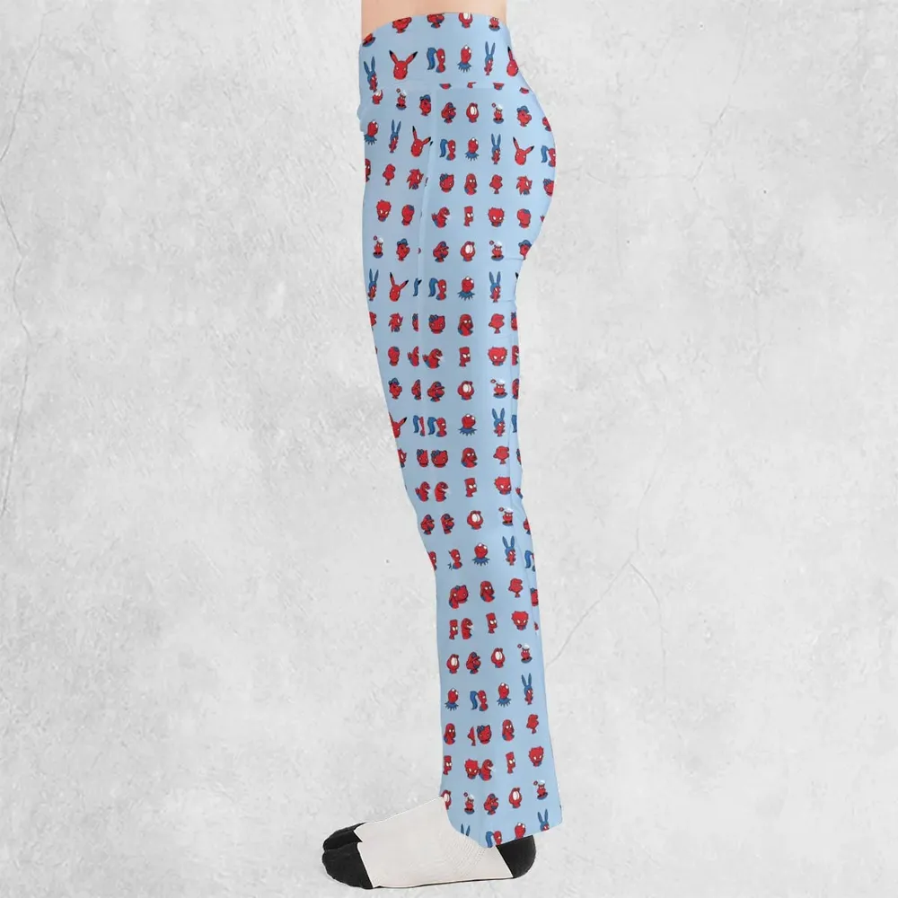 Funny Spider-Man Characters Pattern Flare Leggings - 3