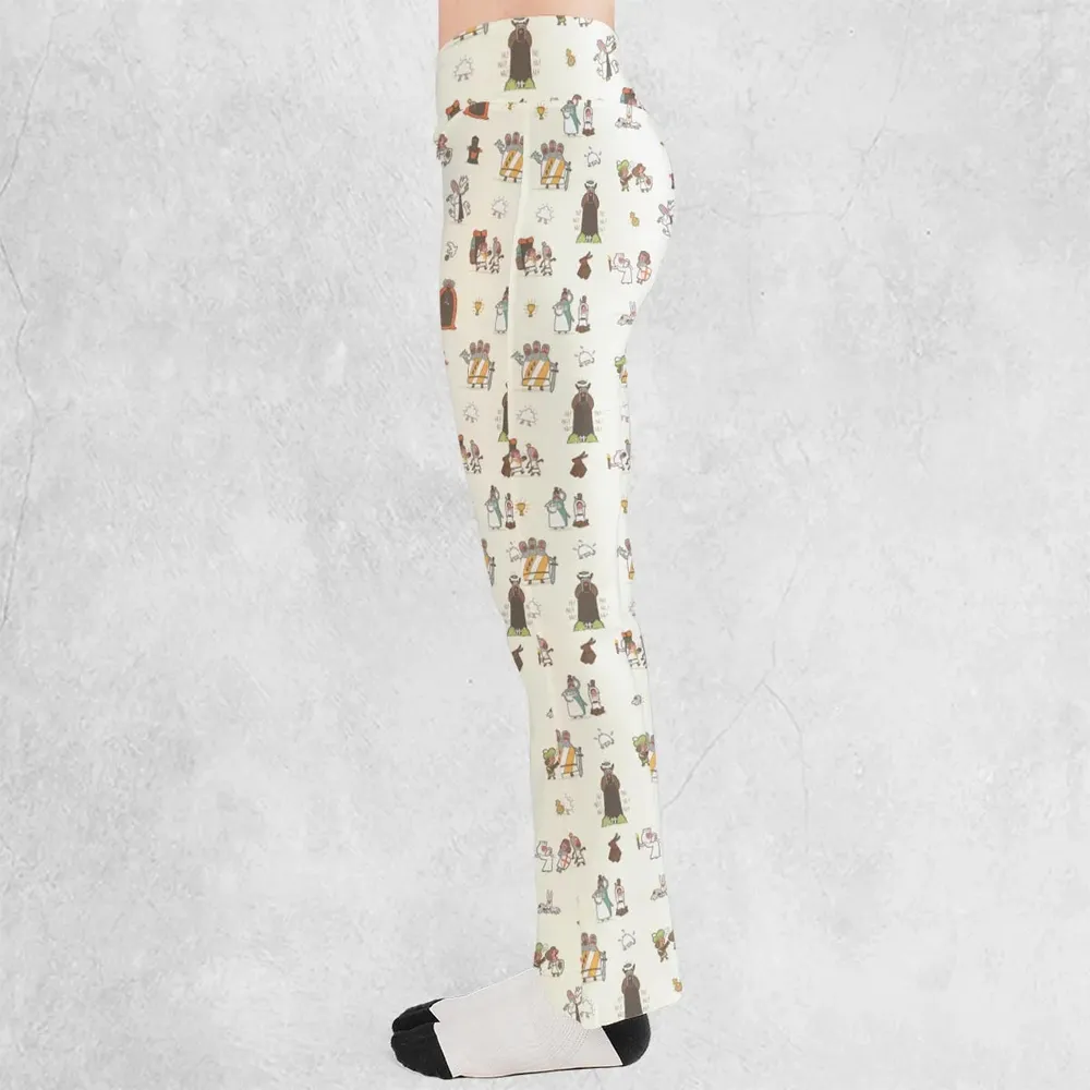 The Holy Grail Pattern Monty Python Button Down Flare Leggings - 3