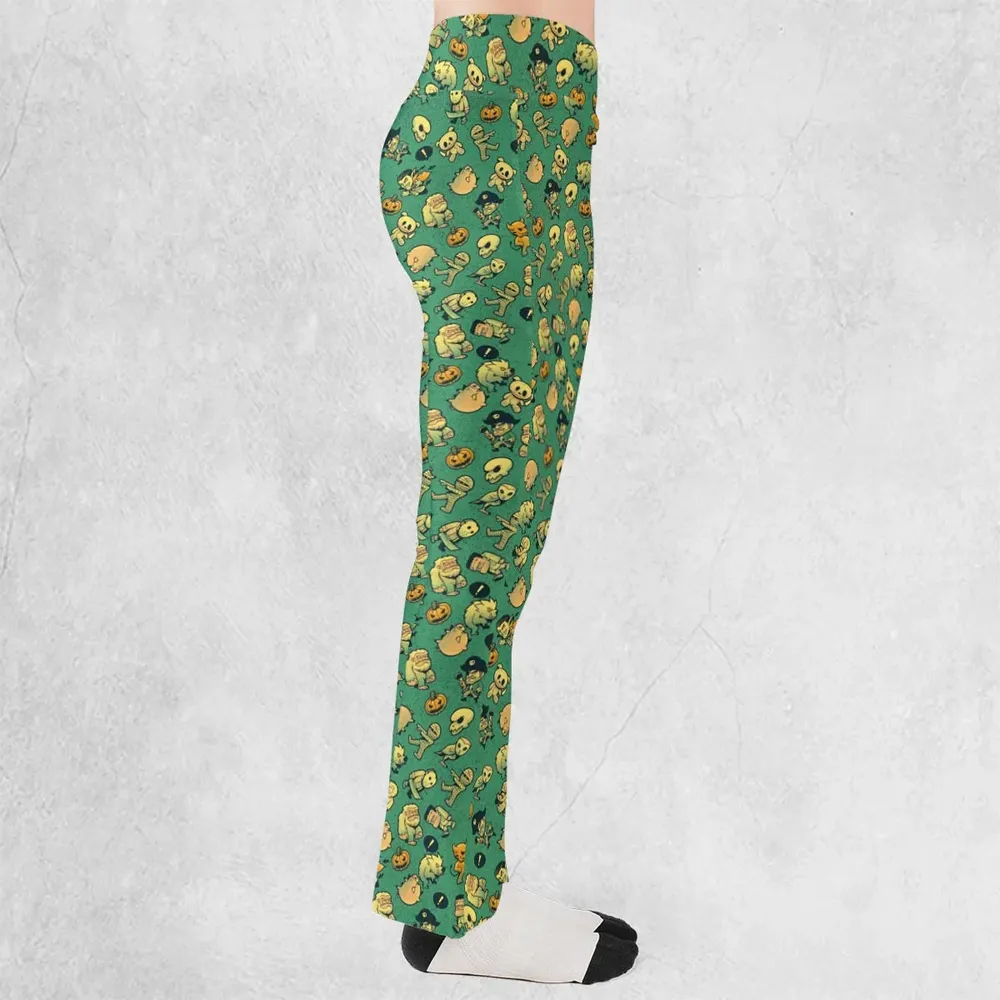 Terror Attack Cute Horror Characters Halloween Flare Leggings - 2