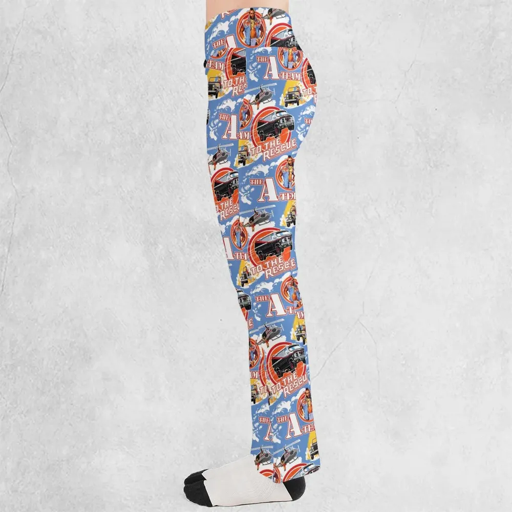 To The Rescue The A Team Pattern Flare Leggings - 3