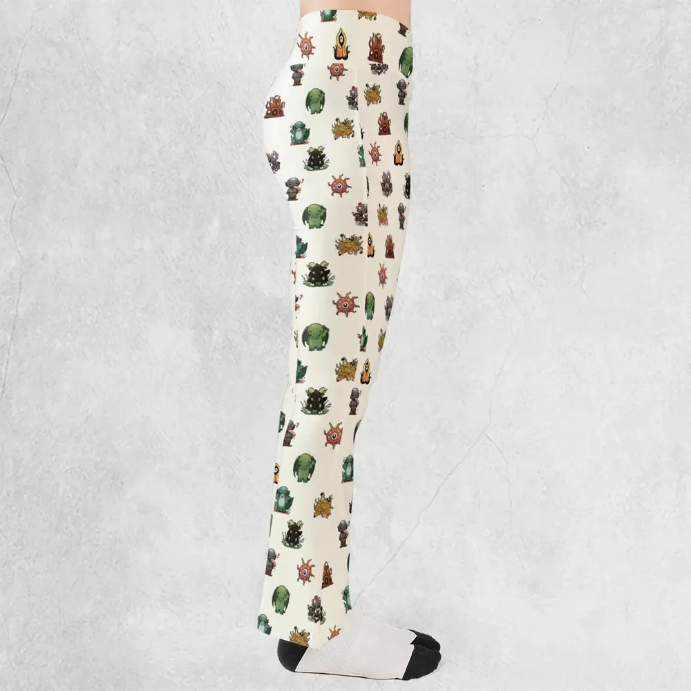 Lovecraft Demons Cute H.P. Lovecraft Monsters Pattern Flare Leggings - 2