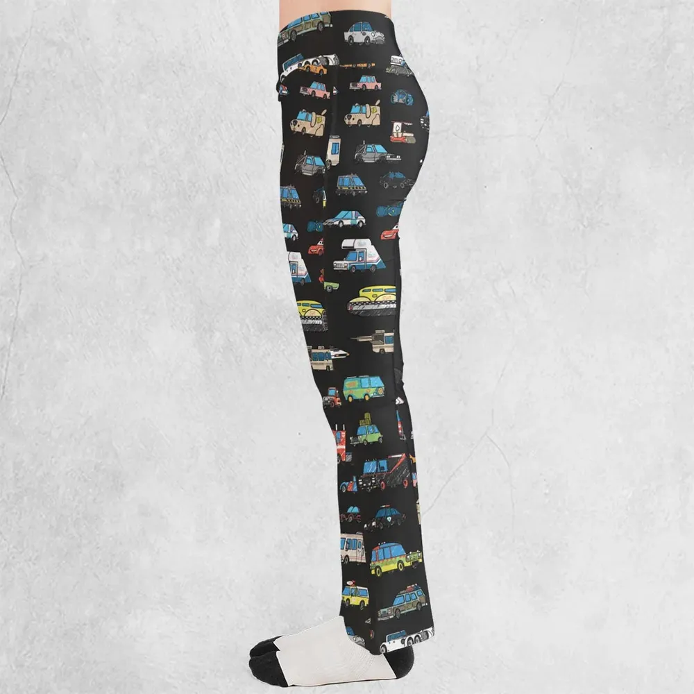 Movie Cars Pattern Flare Leggings - 3