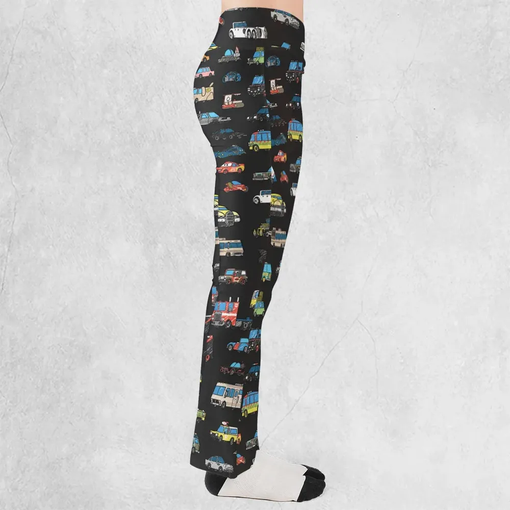 Movie Cars Pattern Flare Leggings - 2