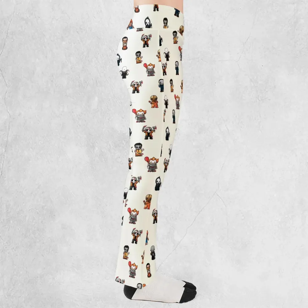 Horror Movies Characters Pattern Flare Leggings - 2