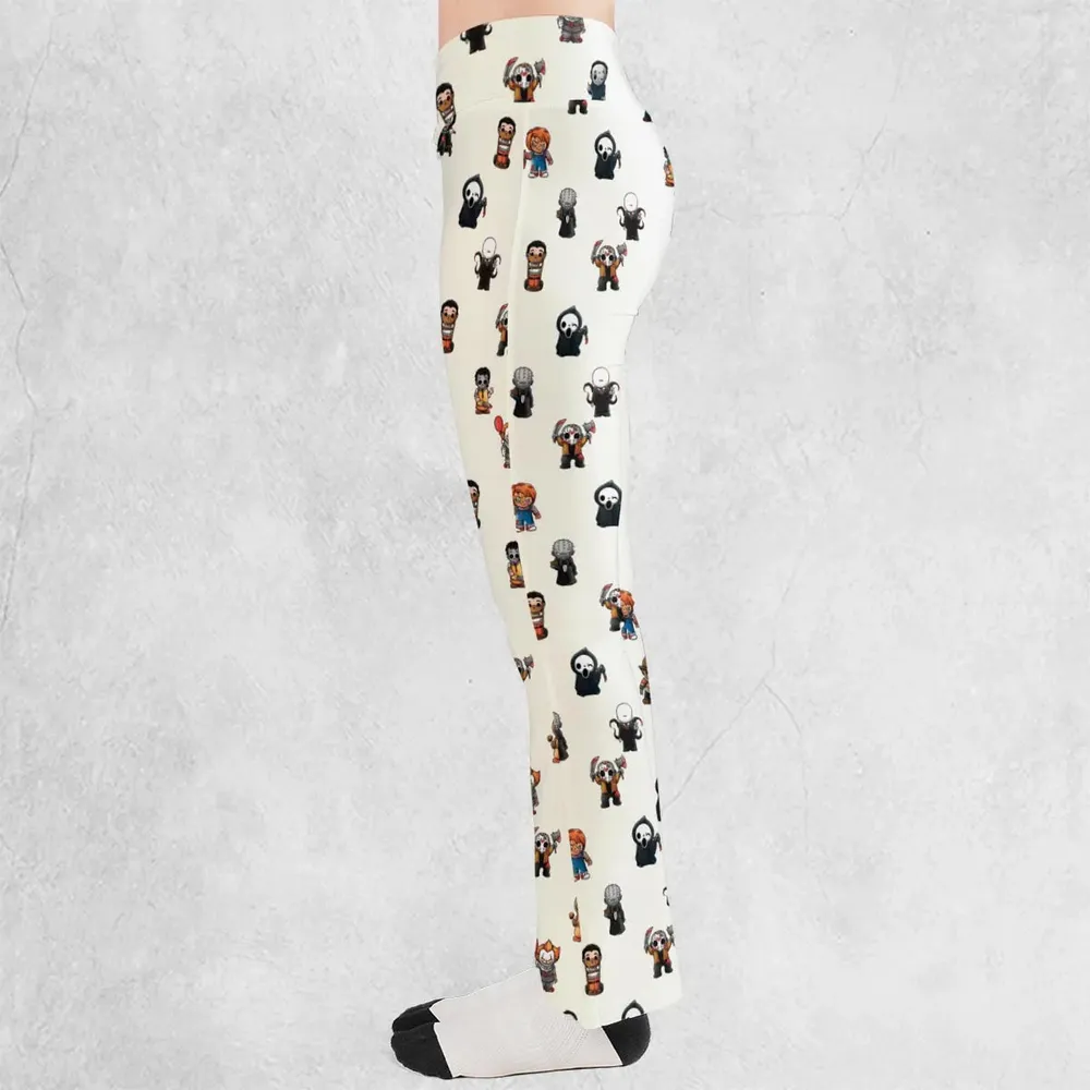 Horror Movies Characters Pattern Flare Leggings - 3