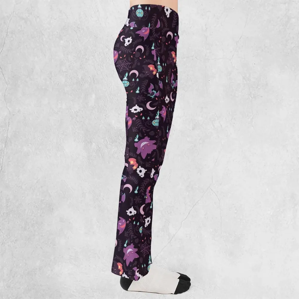 Lavender Town Pokemon Pattern Flare Leggings - 2